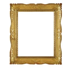 an ornate gold frame on a white background