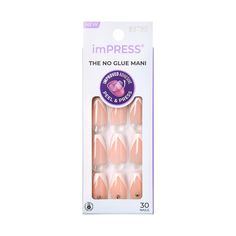 PRICES MAY VARY. No Glue Needed: The world’s best-selling ready-to-wear one-step press-on nails: Easy to apply at home, literally in minutes; No experience needed; Gel nails feel totally comfortable & have a seamless, natural look; Now available in medium length Press On & GO: Slimmer & super comfortable mani in minutes; Revolutionary PureFit Technology; Super Hold Adhesive; No glue or polish required & no drying time; Chip-proof, smudge-proof, & waterproof; Hassle-free removal won't damage your White Tip Nails, French Designs, Kiss Products, Easy Manicure, Impress Nails, White Tips, Ootd Instagram, Modern French, White Tip