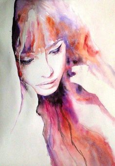 a watercolor painting of a woman's face with the words love doesn't make you blind, it makes you brave