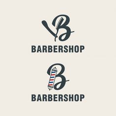 two logos for barbershop with scissors