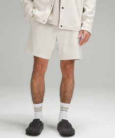 Welcome to the all-day comfort club. Streamlined yet technical, these shorts elevate any look. Designed for Casual. Streamlined fit that gives glutes and thighs breathing room:Our ABC technology uses an ergonomic gusset to remove tension from the crotch of our pants. Front pockets with hidden phone and coin sleeves. Discreet zippered seam pocket. Breathing Room, Shorts Lululemon, The Abc, Short Coat Jackets, Lululemon Shorts, Jogger Shorts, Stretch Shorts, Business Casual Outfits, Bottom Clothes