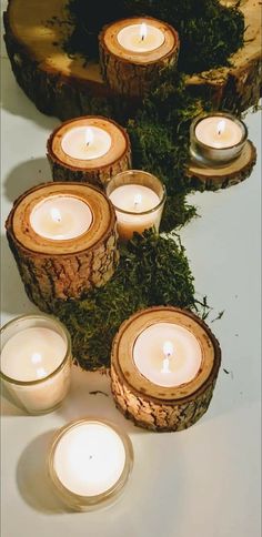 candles are arranged in the shape of logs