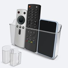 an assortment of remote controls are stacked on top of each other