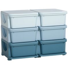 four plastic containers stacked on top of each other