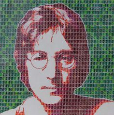 an image of a woman with glasses in front of a green background that is made up of squares