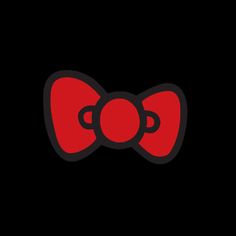 a red bow with two black circles on it