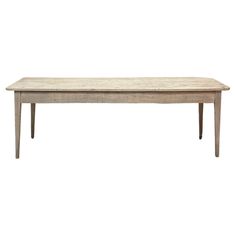 a wooden table with two legs on white background