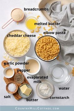 ingredients to make macaroni and cheese are shown here