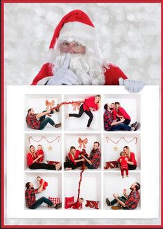 a collage of photos with santa claus