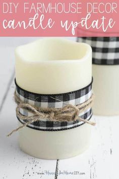 diy farmhouse decor candle holders with text overlay