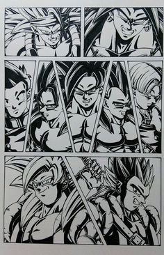 a page from the dragon ball comic, with an image of two different characters in black and