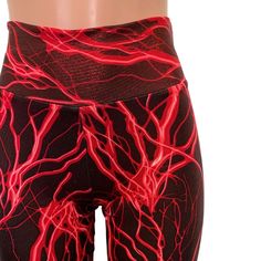 High-waisted leggings in red lightning spandex with a metallic effect. These leggings are perfectly fitted with a 30" inseam. Red Full-length Training Leggings, Red Compressive Elastane Leggings, High Stretch Moisture-wicking Red Leggings, Red 4-way Stretch Leggings For Yoga, Red 4-way Stretch Yoga Leggings, Red Lightning, Final Sale, Leggings Sale, High Waisted Leggings