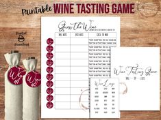 printable wine tasting game with two bottles