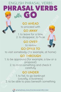 an english phrasal verbs poster with the words go ahead and go over