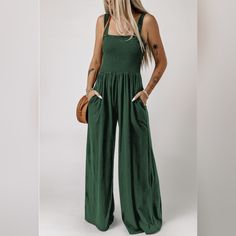 Stretchy, Comfy And Adorable. Wide Leg Jumpsuit. The Actual Color Is Of The First Picture. Other Pictures Are To Show Fit. Suspender Jumpsuit, High Waist Jumpsuit, Jumpsuit Fitted, Jumpsuit With Pockets, Cami Jumpsuit, Loose Jumpsuit, Green Jumpsuit, Styl Boho, Cardigan Long