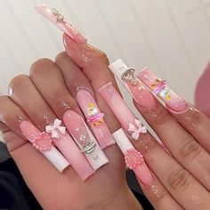 Pink Full Cover Fake Nails with Bow and Pearl Rhinestones, 24 Pcs Posh Nails, Fake Nails White, Glitter Nails Acrylic, Long Press On Nails, Nagel Tips, Gel Nail Kit, French Tip Acrylic Nails, Nails For Women, Nail Length