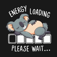 a koala sleeping on top of an electrical outlet with the words energy loading please wait