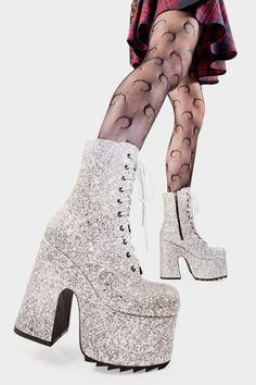 Step into the limelight with our Silver Glitter Spotlight Chunky Platform Ankle Creeper Boot. Radiate style with every step in these ethical, vegan boots. Shine bright! Creeper Boots, Shabby Chic Clothes, Spring Suit, Vegan Boots, Pearl Jewellery Earrings, Platform Ankle Boots, Chunky Platform, June Birth Stone, Bag Dress