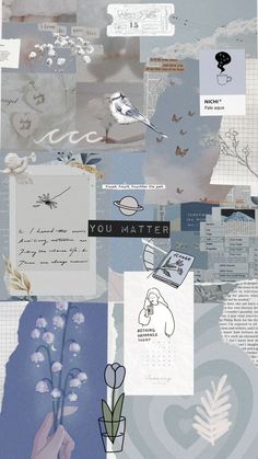 a collage of different images with words and pictures on them, including an image of flowers