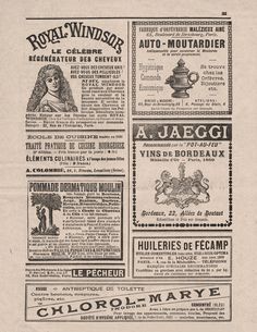 an old french newspaper with advertisements on it