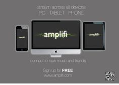 an advertisement for the amplifi app with two phones and a computer screen on it