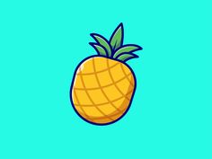 a cartoon pineapple on a blue background