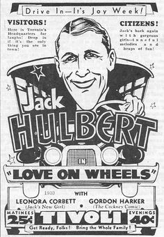 an advertisement for the hubbertt love on wheels show, with a man smiling and holding