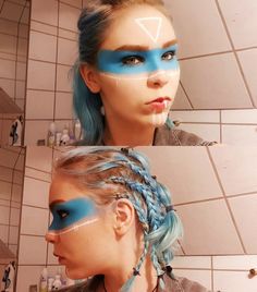 Roller Derby Makeup Ideas, Cyberpunk Viking, Warpaint Makeup, Bunny Halloween Makeup, Cyberpunk Makeup, Unconventional Makeup