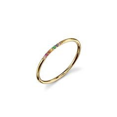 Gold & Rainbow 7-Stone Ring Rainbow Stone, Rainbow Ring, Rainbow Rings, Rainbow Gemstones, Sapphire Band, Sydney Evan, Gold Ring Stack, Stone Ring, Yellow Gold Rings