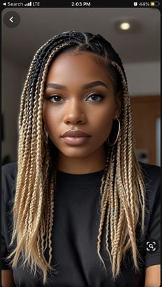 Crochet Braid Styles Braids, Medium Box Braids Ombre, Tinashe Braids, Fall Braids 2024, Braid Bun Hairstyles Tutorials, Braid Trends 2024, Braids With Highlights For Black Women, Half Up Half Down Box Braids, Ash Blonde Braids Black Women