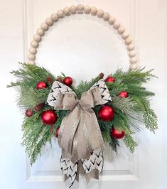 Embroidery Ring Wreath, Beaded Wreath Christmas, Wood Bead Wreath, Christmas Wreath Diy, Ring Wreath, Homemade Wreaths, Boho Wreath