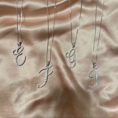 Silver Initial Necklaces With Rhinestones. Has A Lobster Clasp For Adjustment. Approx Length: 22 E Necklace Initial, J Necklace Initial, Ysl Necklace, Neon Necklace, Boyfriend Necklace, J Necklace, Gold Collar Necklace, Smoky Quartz Pendant, Kate Spade Necklace