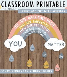 a classroom poster with the words, you are important to me and an image of a rainbow