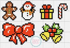 cross stitch pattern with christmas items on it