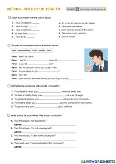 a worksheet with the words and pictures on it, including an image of a man