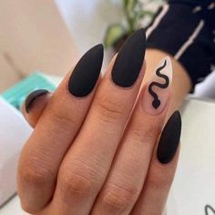 black
black nails Halloween Acrylic Nails, Simple Acrylic, Edgy Nails, Polish Nails, Grunge Nails, Simple Acrylic Nails, Her Nails