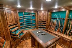 Custom Home Gun Rooms & Cabinetry | Woodworking Gun Cabinet Home Armory, Future Mansion, Mansion Decor, Camp House, Perfectly Organized, Truck Repair