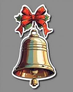 a bell with a red bow on it