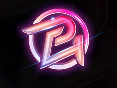 the letter p is made up of neon colored lines and shapes, with a black background