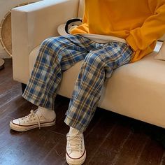 plaid pants soft grunge grunge aesthetic outfit boogzel apparel Streetwear Fashion Aesthetic, Plaid Pants Women, Jeans Patchwork, Trousers Women Wide Leg, Aesthetic Clothing Stores, Hip Hop Pants, Harajuku Women, Oversized Pants, Reference Pics