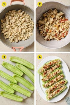 steps to make chicken salad in a skillet with green beans and celery