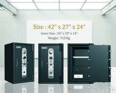 three different sizes of safes are shown in this image with the measurements for each one