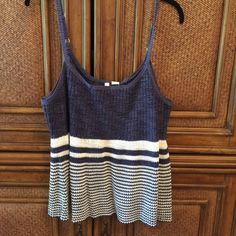 Anthropologie Xl Knit Blue And Cream Striped Tank With Adjustable Straps Anthropologie Top, Striped Tank, Blue Cream, Anthropologie, Adjustable Straps, Color Blue, Womens Tops, Tank Tops, Cream