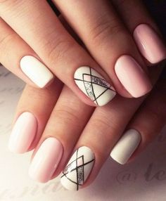 20 Shockingly Simple Geometric Nail Art Ideas You'll Love | Postris Ring Finger Nails, Nails 2017, Gel Pedicure, Geometric Nail Art, Cute Nail Art Designs, Pretty Nail Art