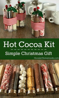 the homemade hot cocoa kit is ready to be used for christmas gifts