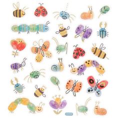 an assortment of bugs and ladybugs stickers