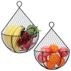 PRICES MAY VARY. Small & Large Basket - A charming set of 2 wall-mounted storage baskets（Without mounting hardware）.Small: 14.6 H × 11 W × 6.1 D; Large: 16.0 H × 11.6 W × 6.5 D Safety Sturdy Material - They are made of heavy-duty chicken wire, sturdy black powder coated to prevent rust and maintain long term durability. We recommend cleaning this product before use Practical Design - Both baskets have a hook at the top, hook design can be used to hang and help you save space on your countertop, Produce Bin, Bread Holder, Hanging Wire Basket, Vegetable Decoration, Hanging Fruit Baskets, Vegetable Snacks, Fruit And Vegetable Storage, Display Basket, Fruit Holder