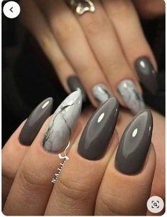 Aesthetic Nails Design, Grey Gel Nails, Wave Nails, Grey Nail Designs, Latest Nail Designs, Fall Nail Art Designs, Gray Nails, Aesthetic Nails, Nails Aesthetic