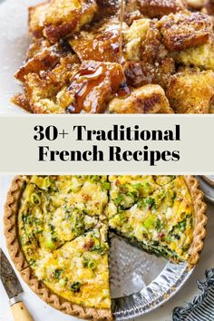 an image of a pie with the words 30 traditional french recipes on top and below