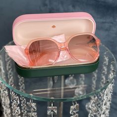 *Nwot* Fabulous Brand New Peach/Brown Gradient Kate Spade Sunglasses. Original Case And New Kate Spade Cleaning Cloth Included! 57-18-145 Modern Pink Shield Sunglasses For Summer, Trendy Pink Shield Sunglasses, Cheap Modern Pink Shield Sunglasses, Elegant Pink Glass Sunglasses, Kate Spade Sunglasses, Kate Spade Accessories, Pink Sunglasses, Brown Gradient, Cleaning Cloth